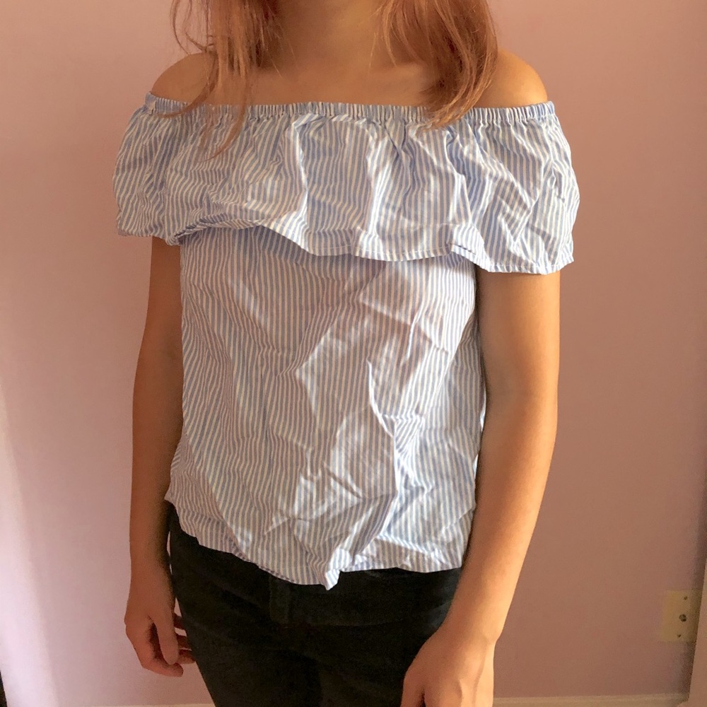 H&M striped off shoulder top